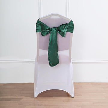 Elevate Your Event with Hunter Emerald Green Satin Chair Sashes