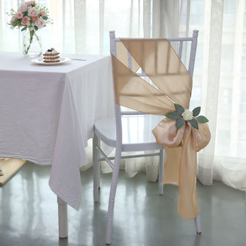 Versatile Nude Satin Chair Sashes for Any Occasion