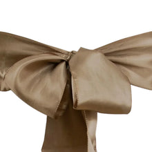 5 Pack | Taupe Satin Chair Sashes - 6inch x 106inch#whtbkgd