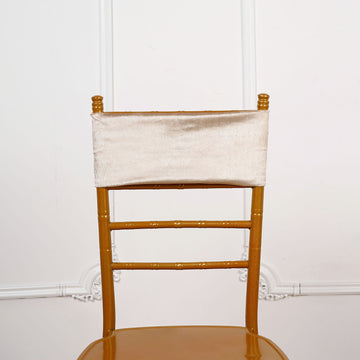 Elevate Your Event with Champagne Velvet Ruffle Stretch Chair Sashes