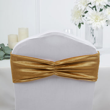 Add a Touch of Luxury to Your Daily Dining with Gold Velvet Ruffle Stretch Chair Sashes