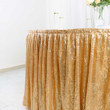 17 Feet Gold Sparkly Sequin Satin Pleated Table Skirt With Velcro