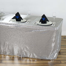 17FT Glitzy Sequin Table Skirts - Silver