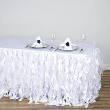 21 Feet White Curly Willow Taffeta Table Skirt