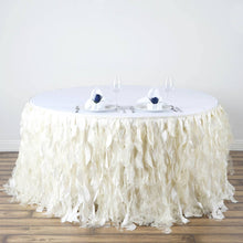 14 Feet Ivory Taffeta Table Skirt With Curly Willow Design