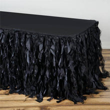 Black Taffeta Table Skirt With Curly Willow Design 17 Feet
