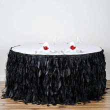 21 Feet Black Curly Willow Taffeta Table Skirt