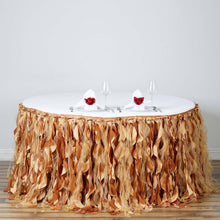 14 Feet Gold Taffeta Table Skirt With Curly Willow Design