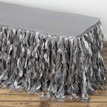 Silver Taffeta Table Skirt With Curly Willow Design 14 Feet