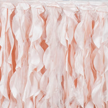 21FT Rose Gold | Blush Curly Willow Taffeta Table Skirt#whtbkgd