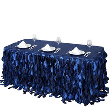 17FT Navy Blue Curly Willow Taffeta Table Skirt