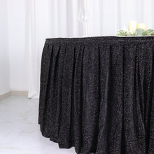 17 Feet Black Pleated Velcro Top Metallic Shimmer Tinsel Spandex Table Skirt 