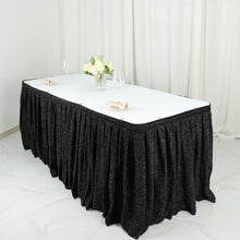 17 Feet Velcro Top Pleated Black Metallic Shimmer Tinsel Spandex Table Skirt 