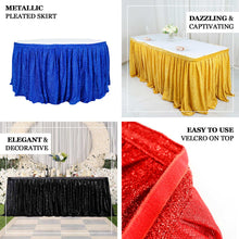 Metallic Pleated Velcro Top Red Shimmer Tinsel Spandex Table Skirt 17 Feet 