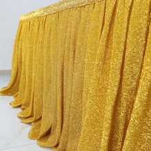 17 Feet Gold Pleated Velcro Top Metallic Shimmer Tinsel Spandex Table Skirt 