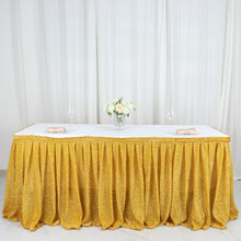 17 Feet Velcro Top Pleated Gold Metallic Shimmer Tinsel Spandex Table Skirt 