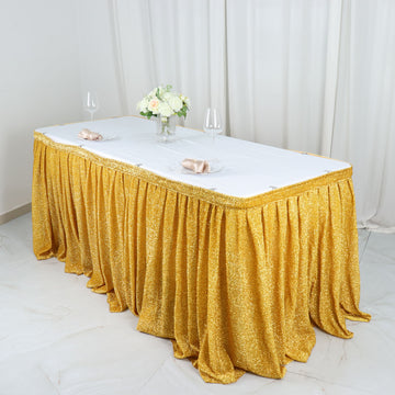 Create a Regal Atmosphere with the Metallic Gold Table Skirt