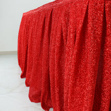 17 Feet Red Pleated Velcro Top Metallic Shimmer Tinsel Spandex Table Skirt 
