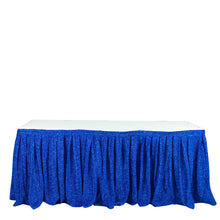Royal Blue Metallic Shimmer Tinsel Spandex Table Skirt with Pleated Velcro Top 17 Feet 