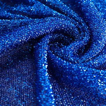 Add a Touch of Elegance to Your Event with the Royal Blue Metallic Tinsel Spandex Table Skirt