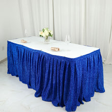 17 Feet Velcro Top Pleated Royal Blue Metallic Shimmer Tinsel Spandex Table Skirt 