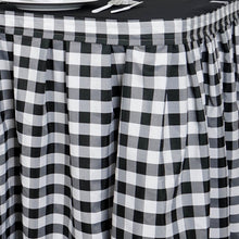 14FT Checkered Gingham Polyester Table Skirt -  White/Black#whtbkgd