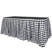 Checkered Table Skirt | 14FT | White/Black | Buffalo Plaid Gingham Polyester Table Skirts