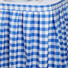 14FT Checkered Gingham Polyester Table Skirt - White/Blue#whtbkgd