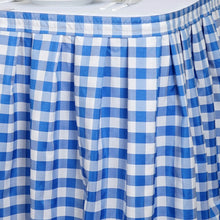 21FT Checkered Gingham Polyester Table Skirt - White/Blue#whtbkgd