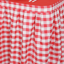 21FT Checkered Gingham Polyester Table Skirt - White/Red#whtbkgd