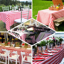 Checkered Table Skirt | 21FT | White/Red | Buffalo Plaid Gingham Polyester Table Skirts