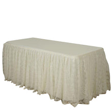 21 Feet Pleated Premium Polyester Lace Table Skirt In Ivory Color