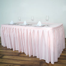 21 Feet Of Blush Rose Gold Pleated Polyester Table Skirt