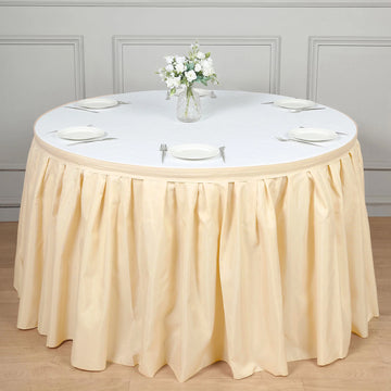Create a Luxurious Atmosphere with the Beige Pleated Polyester Table Skirt