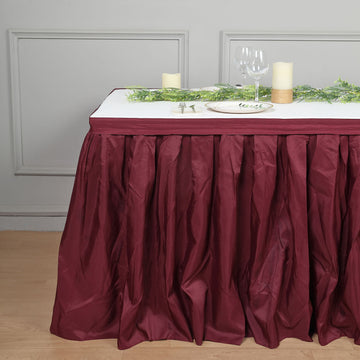 Enhance Your Table Decor with the Burgundy Pleated Polyester Table Skirt