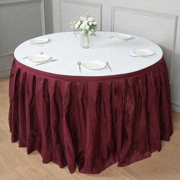 Create a Stunning Tablescape with the Burgundy Pleated Polyester Table Skirt