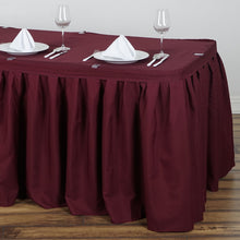 17 Feet Pleated Polyester Table Skirt In Burgundy Color