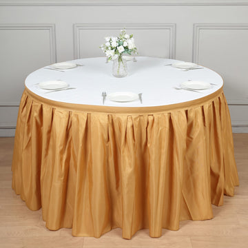 Create a Luxurious Atmosphere with the Gold Pleated Polyester Table Skirt