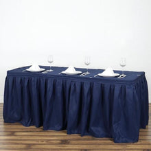 17 Feet Of Navy Blue Pleated Polyester Table Skirt