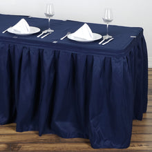 21 Feet Of Navy Blue Pleated Polyester Table Skirt