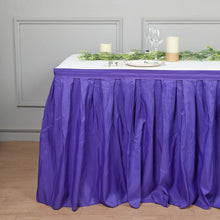 17 Feet Table Skirt In Purple Pleated Polyester For Banquet Tables