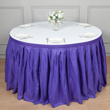 Event Decor Made Easy with the Purple Pleated Polyester Table Skirt