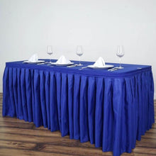 14 Feet Pleated Polyester Table Skirt In Royal Blue Color