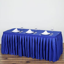 17 Feet Pleated Polyester Table Skirt In Royal Blue Color