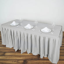 14 Feet Long Silver Polyester Table Skirt With Pleats