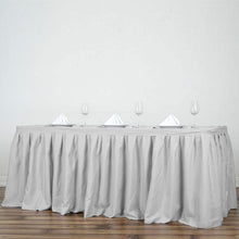 21 Feet Pleated Polyester Table Skirt In Silver Color