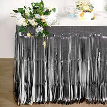 Matte Charcoal Gray Metallic Foil Fringe Tinsel Table Skirt 30 Inch x 9 Feet