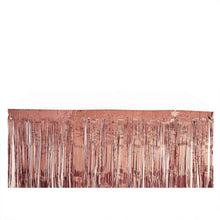 Blush Rose Gold Fringe Tinsel Metallic Foil Table Skirt 30 Inch x 9 Feet