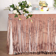 Blush Rose Gold Metallic Foil Fringe Tinsel Table Skirt 30 Inch x 9 Feet