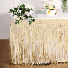 Champagne Metallic Foil Fringe Tinsel Table Skirt 30 Inch x 9 Feet